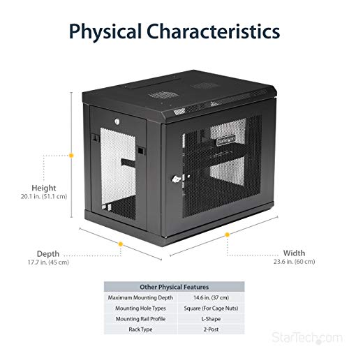 Image of StarTech 9U Wall-Mount Cabinet, 19in, 2-Post, 15in Deep, 198lb (RK9WALM)