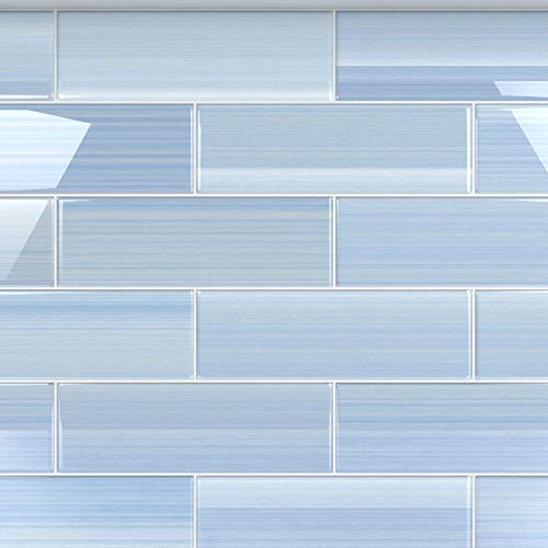 Big Blue Glass Subway Tile for Kitchen Backsplash or Bathroom/Showers, 4x12 - Thumbnail 3