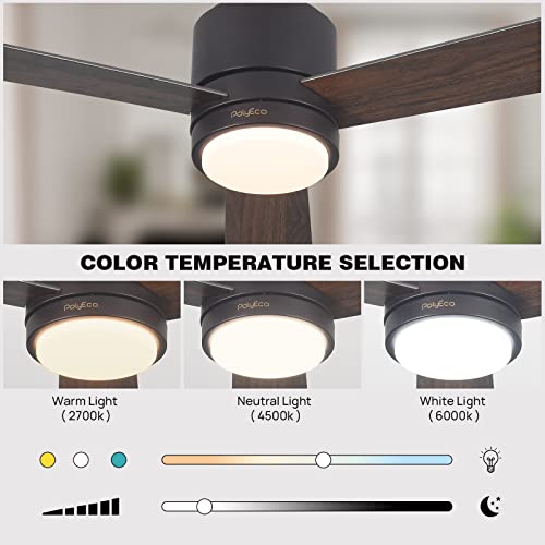 Polyeco Ceiling Fans With Lights And Remote, Modern Ceiling Fan With 3 Blades & 6 Speeds, Dc Silent Motor & Timer For Living Room Dining Room Bedroom #TOP2