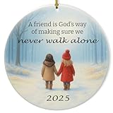 Never Walk Alone Ornament Christian Christmas Ornaments, Religious Christmas Ornaments for Women, Christian Friendship Gifts for Women, Religious Jesus Inspirational Faith Ornament for Tree