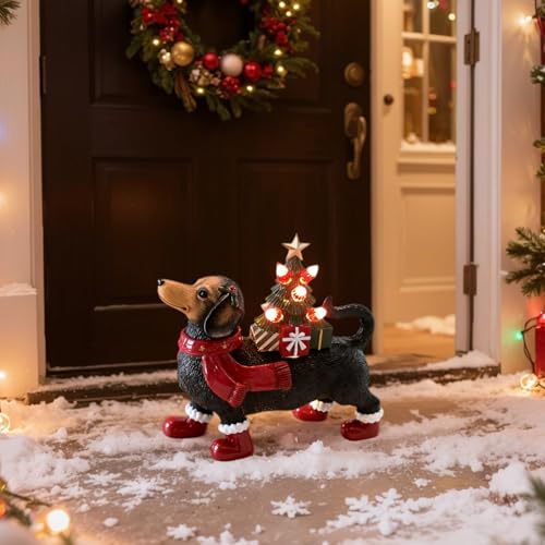Décorations de Noël en résine de forme teckel pour bureau et maison chic