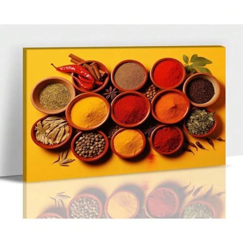 Impression sur toile vintage cuisine XINBAO affiche épices encadrée 30x45cm