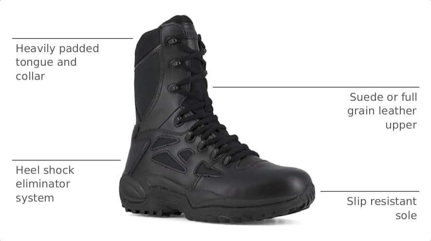 Image of Reebok Mens Rapid Response Rb 8 Inch Soft Toe Eh Work Safety Shoes Casual - Black