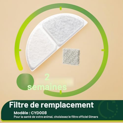 Gimars Filtres de Rechange pour Fontaine à Eau pour Chat sans Fil, Lot de 8 Filtres et 8 Éponge, Compatible avec Fontaine Gimars Modèle CYD008 – vue 2