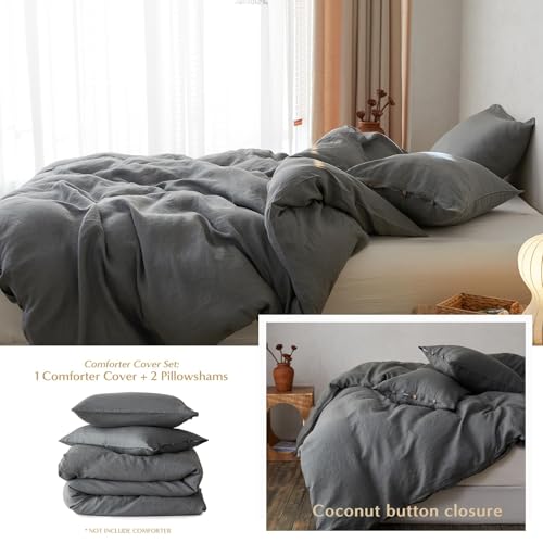 Parure de lit en lin Simple&Opulence anti-transpiration housse de couette gris
