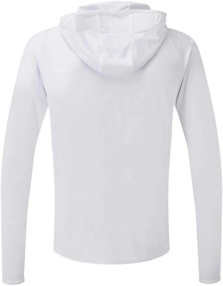 Mens UV Tec Long Sleeve Hoodie - 50+ UPF Sun Protection, Lightweight & Quick-Dry (White, 3XL)
