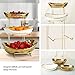 YYW 3 Tier Fruit Bowl for Kitchen Counter, White Gold Ceramic Fruit Stand for Countertop, Home Fruit Rack with Holder, Vegetable Bowl Snacks Nuts Bread Candy Storage (Gold)