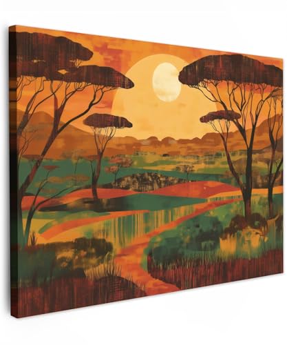Peinture 80x60 cm tableaux art décoratif muraux paysage africain pour salon et bureau