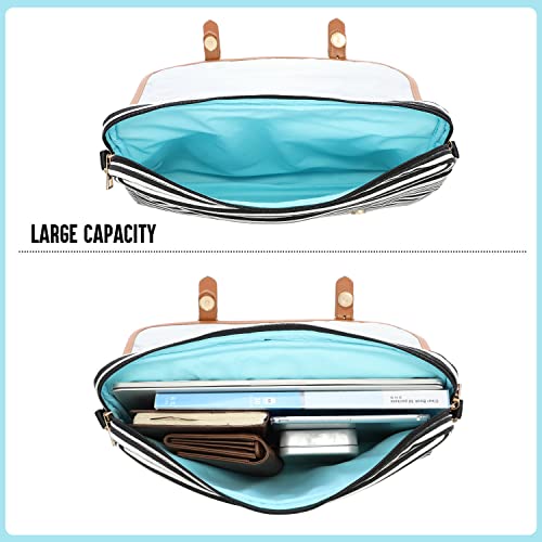 Lovevook Computer Bag Laptop Bag For Women Cute Laptop Messenger Bag For Work College, Brown Horizontal Stripes, 15.6-Inch #TOP3