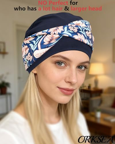 Image of Chemo Headwear for Women Knot Beanies with Stretch Elastic Turbans Soft Cancer Hats Head Coverings Scarf Headwraps
