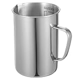 UKCOCO Messbecher aus Edelstahl, 1 Liter, Graduiert, für Labor, Chemieunterricht Und Zuhause, Silberfarben
