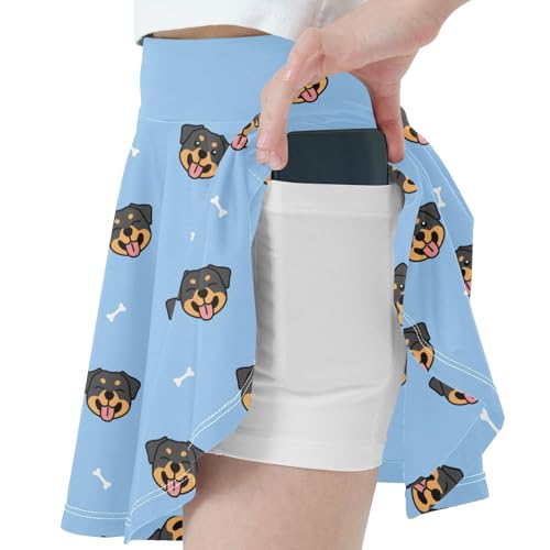 Girls Skorts High Waist Athletic Skirts with Shorts Rottweiler Dog Stretchy Teens Performance Tennis2
