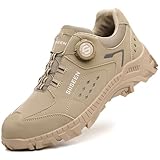 Micoklinlin Arbeitsschuhe Damen Sicherheitsschuhe Herren Leicht Mode Drehknopf Sneakers mit Stahlkappe Wear-Resistant Turnschuhe Schlag- und Stichfeste Stahlkappenschuhe