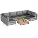 COSTWAY Lounge Möbel Outdoor, Rattan Gartenlounge mit Tisch und Kissen, frei kombinierbar, Gartenmöbel Set, Balkonmöbel, Terrassenmöbel, Sitzgarnitur, Sitzgruppe für Garten, Balkon, Terrasse