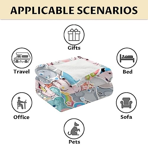 Elephant Blanket Gifts - 60"x80" Cute Throw for Women Girls - Colorful Soft Fuzzy Blankets for Bed, Couch & Living Room