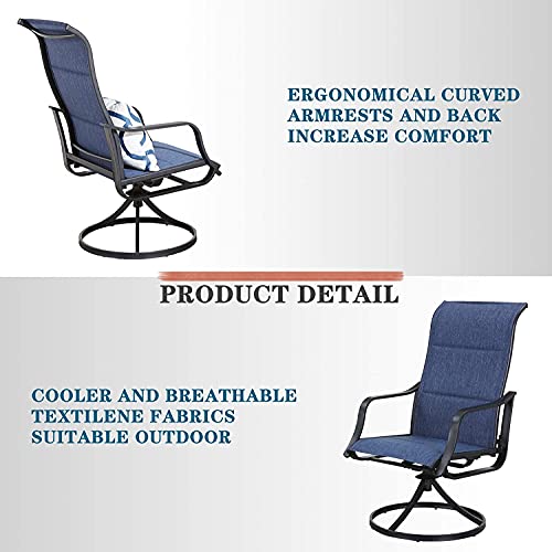 Sports Festival Patio Chairs Set Of 6 Outdoor Dining Chair Metal Swivel Chairs With Textilene Fabric High Back Mesh Armchair For Backyard Deck Garden, Blue #TOP3