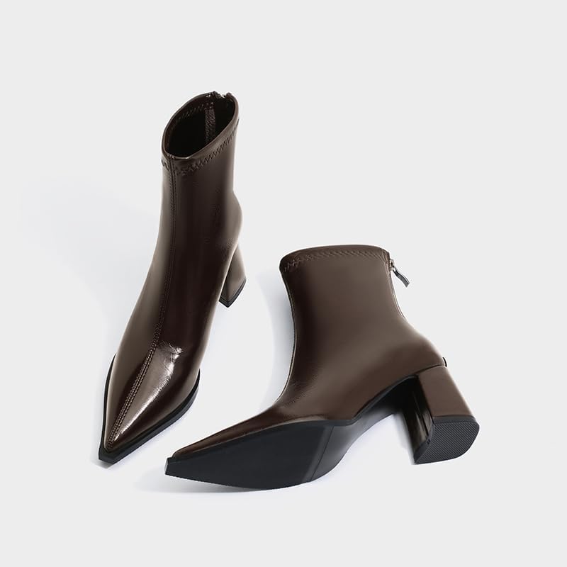 Pointed Toe Little Ankle Boots Spring Autumn Boots 2025 French Premium Chunky Heel Pumps 788-1