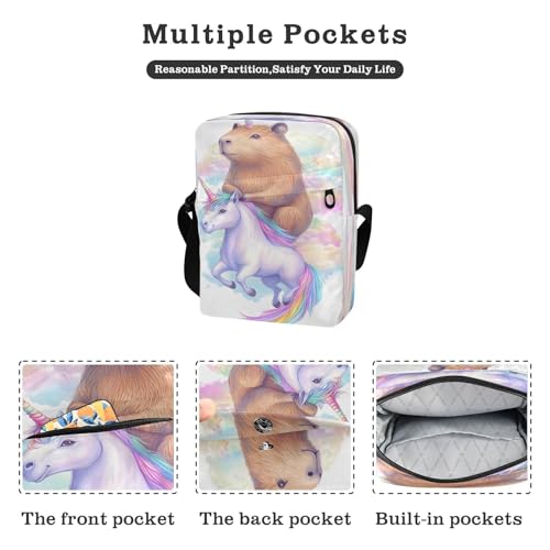 Crossbody Bag Cute Guinea Pigs Unicorn Messenger Bag for Women Men Purse Shoulder Bag Satchel Bag with Adjustable Strap 214B91832