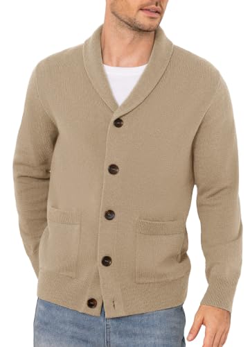 Image of NITAGUT Mens Cardigan Sweaters Button Down Shawl Collar Knit with Pockets