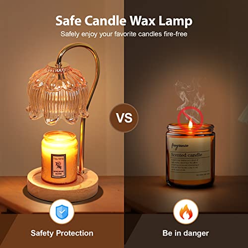 Candle Warmer Lamp,Crystal Flower Candle Wax Warmer With Dimmer, Heat Adjustable, 2/4/8H Timer, Light Candle Warmer With 2 Bulbs Compatible With Jar Candles,Scented Candles,Elagant Home Decoration #TOP2