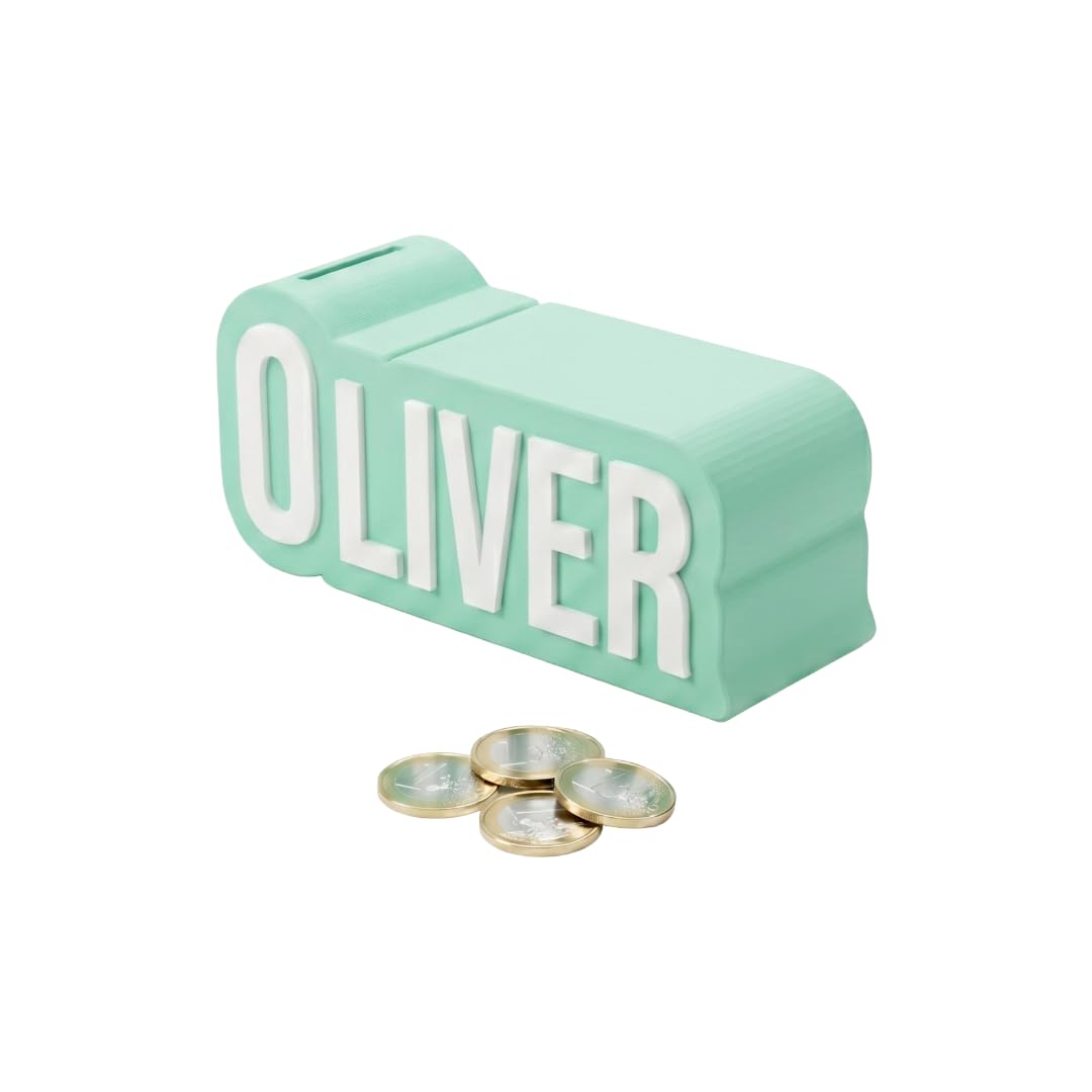 SIGNKRAFT3D Personalized Piggy Bank with Custom Name – Custom Color Money Bank for Kids & Adults – 3D Raised Letters, Eco-Friendly PLA, Twist-Lock Base – Desk Decor (Pastel Mint)