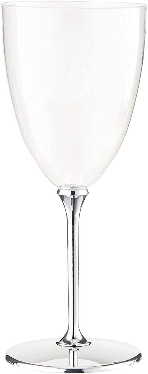 Amscan Metallic Wine Glasses - 7 oz, Silver, Pack of 8
