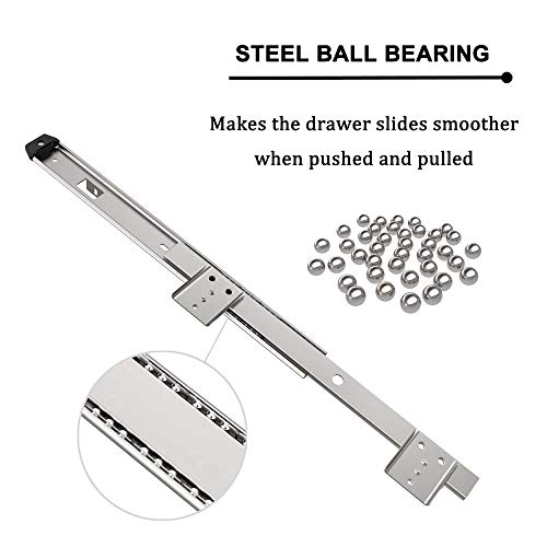 Frmsaet Heavy Duty 12/14/16/18 Inches Thickness Steel Construction Ball Bearing Keyboard Slides Keyboard Drawer Slides Tray Accessories Cabinet Furniture Hardware Rails (14 Inches, Silver) #TOP4