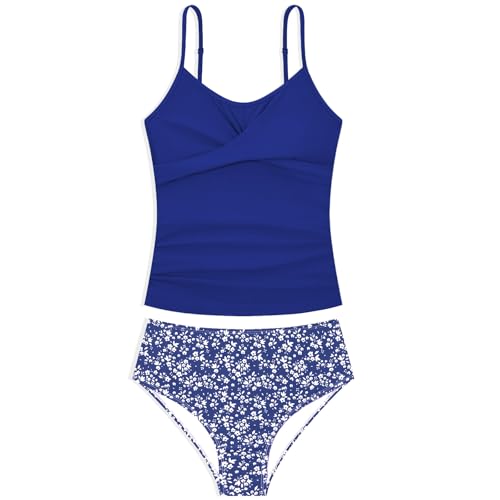 Image of Girls Swimsuits 2 Piece Bathing Suit Tropical Floral Swimwear 7-16 Years Beach Sport Halter Tankini