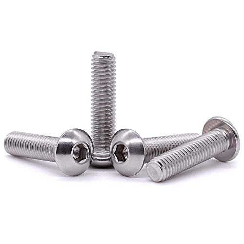 Image of 1 /4-20 x 2-1 /2 inch Button Head Socket Cap Bolts Screws, 304 Stainless Steel 18-8, Allen Hex Drive, Bright Finish, Fully Machine Thread, Pack of 15