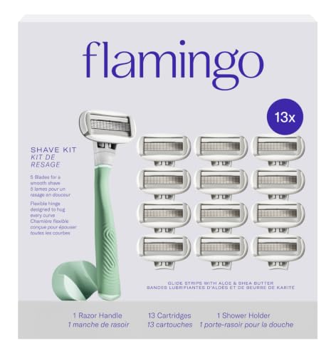 Flamingo Razors for Women - Razor Handle and 13 Blade Refills