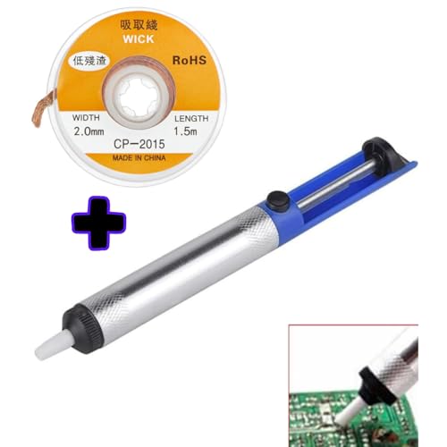 Miniatura 3 de Desoldador De Estaño Manual Malla 2mm X 1,5m Bomba Desoldadora Profesional Con Punta Ptfe Kit Para Reparación Electrónica, Pcb Y Smd Aspirador De Soldadura De Precisión