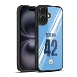 Head Case Designs Officially Licensed Manchester City Man City FC Antoine Semenyo 2025/26 Players Home Kit 1st Group Gel Armor Case [Military Grade Drop Protection] Compatible with Apple iPhone 16