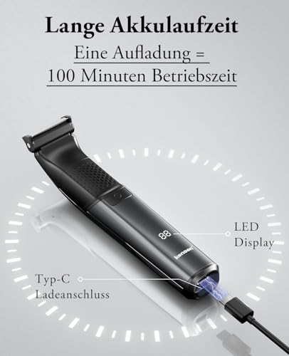 Intimrasierer Mann, kensen 2 in 1 Rasierer Herren Intimbereich Wasserdicht Körperrasierer Herren Typ-C Bodygroom Herren Nass Trocken Intim Rasierer Männer Beine Brust Achselhöhle Leiste Aufsteckkämme