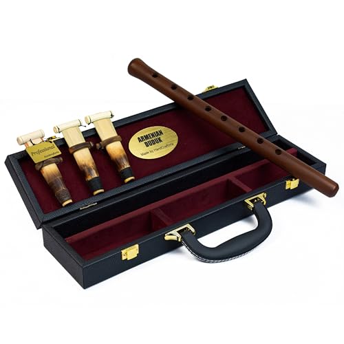 Professional Armenian DUDUK instrument from apricot wood, wooden case covered with Eco-Leather, Flute Oboe Balaban Woodwind (Key A)