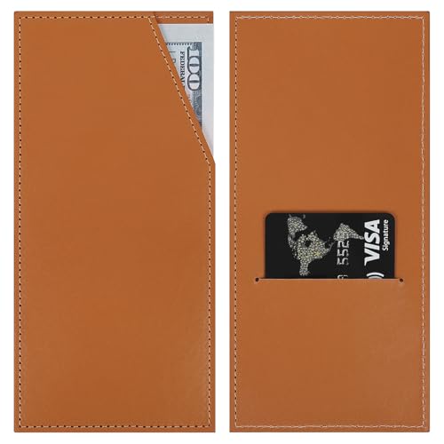 KONVINIT PU Leather Cash Envelope Wallet, Brown Money Holder - Receipt Holder for Travel, Reusable Cash Envelopes for Budgeting & Organizing