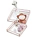 Koyal Wholesale Rose Gold Glass Mirror Square Trays Vanity Set of 2, Decorative Mirrored Trays for Coffee Table, Bar