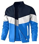 HYPESTFIT Men's Lightweight Bomber Jacket Color Block Varsity Coat Casual Jacket