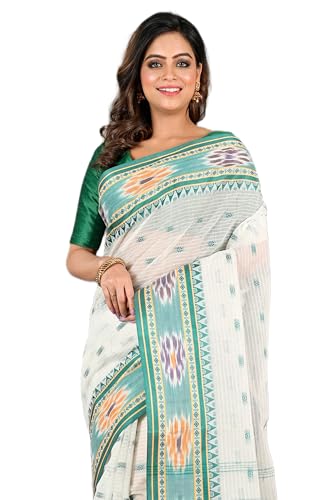 Image of eC ESHA'S COLLECTION Women's Traditional Pure Cotton Katki Tant Saree Without Blouse Piece