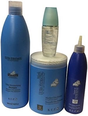 Kuz Ultra Hydrating Bundle for Damage and Dry Hair: Shampoo 33.8 Oz, Mask 33.8 Oz Leave-in Nutria-repair10.140oz and Crystal Ends Repair 2 Oz