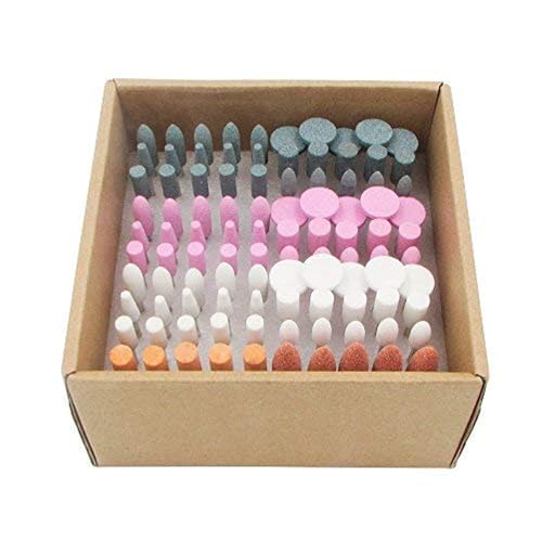JUNLIXN 100 Pcs 3/32" Shank Aluminum Oxide Grinding Stone Sets