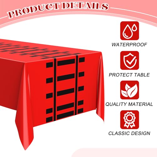 Image of Teenyyou 3 Pcs Train Party Decorations Railroad Track Tablecloths Express Train Birthday Party Supplies 54 x 108 Inch Plastic Table Covers for Railroad Track Western (Red)