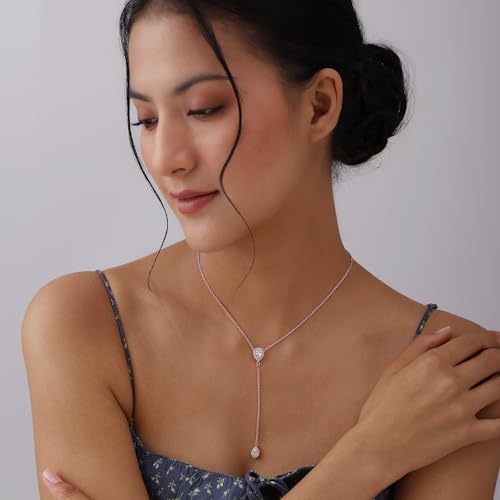 Image of TRUESILVER ACPL 925 Sterling Silver Lariat Necklace for Women | Y-Shape Pendant Necklace with Chain | Fine Silver Jewelry | Gift for Women & Girls