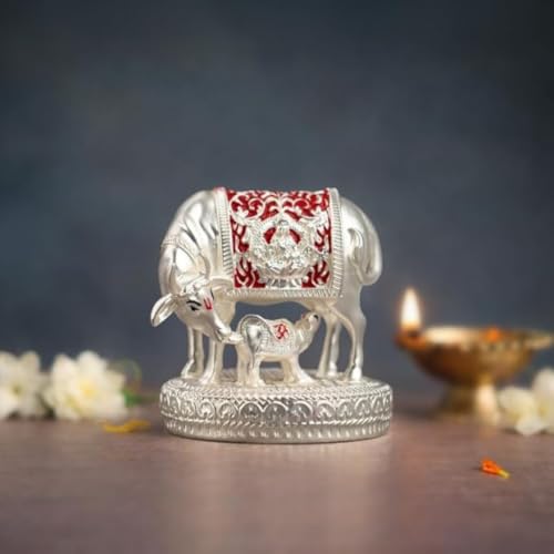 Image of Astrotalk Kamdhenu Cow with Calf Murti (3x3.5 Inch) | Divine Symbol for Abundance & Prosperity | Sacred Vastu & Pooja Idol | Home Decor for Living Room & Office Desk | Good Luck Gift for Man & Woman