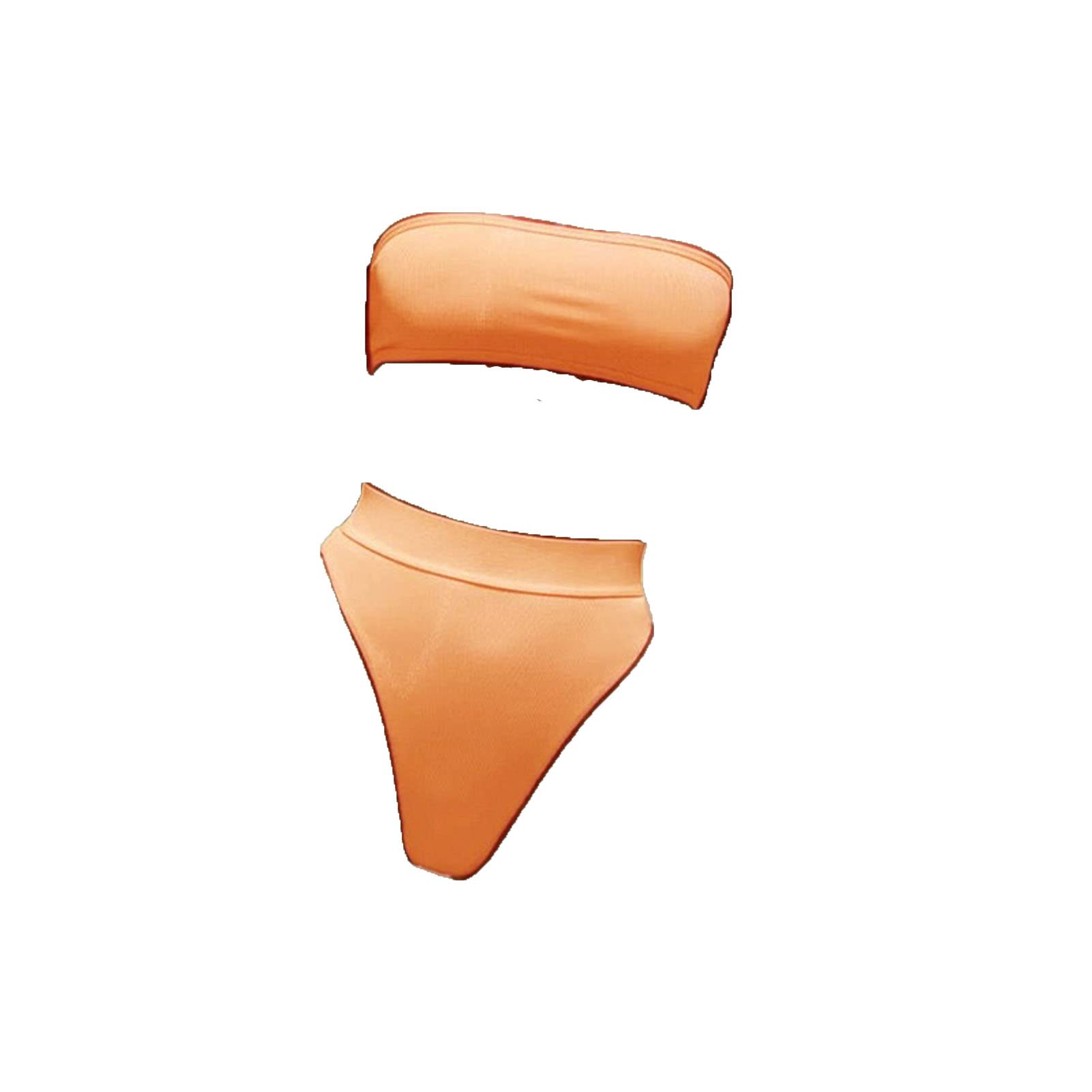 Women Bandeau 2 Piece Bikini Set Off Shoulder Plus Size Swimsuit High Waist Crop Top Solid Color Strapless