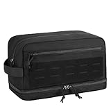ETRONIK Trousse de Toilette Tactique Homme, Sac de Voyage Imperméable avec Système Molle, Poche Humide pour Douche & Salle de Sport, Accessoires de Toilette Sac de Rasage, Noir