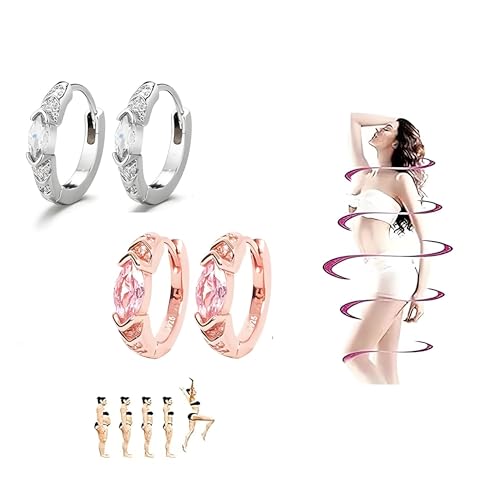 2 Pairs Lymphatic Drainage Slimming Hoop Earrings Set For Women, Titanium Ion Lymphvity Germanium Earrings Acupuncture Therapy Hoop Moissanite 16mm Earrings Jewelry Gift