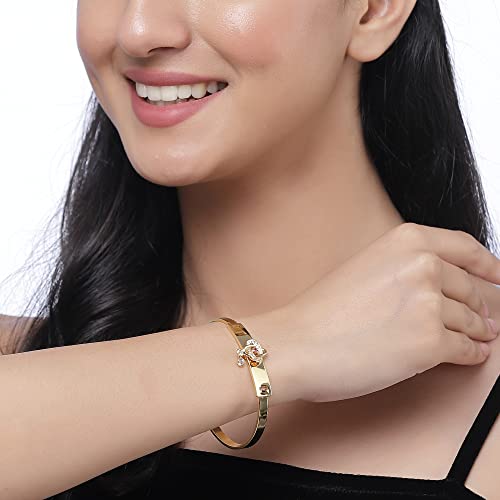 Gold-Plated American Diamond Bangle Style Bracelet