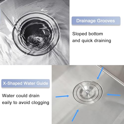 VAPSINT 25x22 Inch Drop In Kitchen Sink, 25 Inch Top Mount 16 Gauge Stainless Steel Single Bowl Deep Small Kitchen Sink, RV Laundry Utility Sinks with Basket Strainer by VAPSINT - Used condition - Image 5