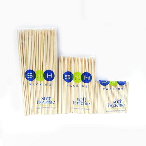 SNH Packing 100 Pieces Bamboo Sticks Wooden Skewers Sticks 20cm Strong For BBQ Barbecue, Kebab, Marshmallow, Roasting, Chocolate Fountain, Campfire Fondue.