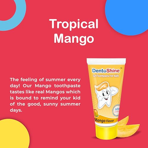 Image of DentoShine Gel Toothpaste for Kids | Pack of 3 (3, Mango) | IDA Accepted